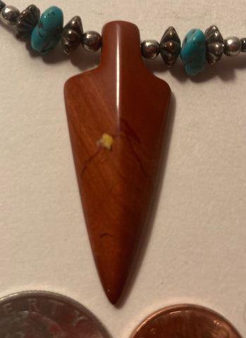 Vintage Turquoise And Nice Wooden Arrowhead Design Necklace, Native Design, Quality, Jewelry, 0568, Accessory, Clothing, Necklace, Charm, Bracelet,