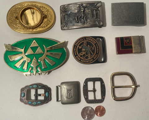 Vintage Lot of 10 Assorted Different Country and Western Style Belt Buckles, Coin Holder, Bronco Busting, Country & Western, Art, Resell, For Belts, Fashion, Shelf Display, Nice Belt Buckles, Wholesale,