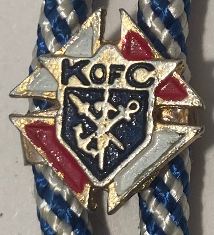 Vintage Metal Bolo Tie, Nice Brass, Knights of Columbus, Nice Design, 3/4" x 3/4", Quality, Heavy Duty, Made in USA, Country & Western, Cowboy, Western Wear, Horse, Apparel, Accessory, Tie, Nice Quality Fashion,