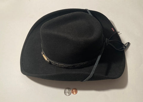 Vintage Cowboy Hat, Black, Bullhide, Self Conforming, Size L, Quality, Cowboy, Western Wear, Rancher, Sun Shade, Very Nice Hat