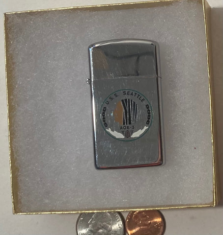 Vintage Metal Zippo, U.S.S. Seattle AOE-3, Fast Combat Support Ship, Navy,