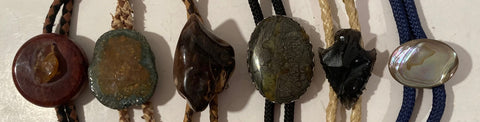 Vintage Lot of 6 Metal Bolo Ties, Nice Quality Different Stone Designs, Abalone, Nice Designs, Quality, Heavy Duty, Made in USA, Country & Western, Cowboy, Western Wear, Horse, Apparel, Accessory, Tie, Nice Quality Fashion, Wholesale