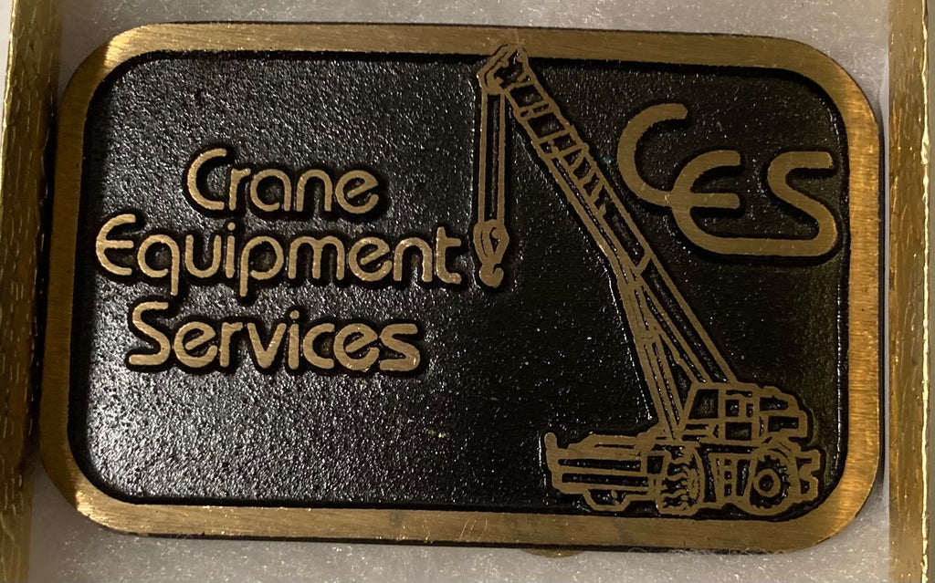 Vintage Metal Belt Buckle, Brass, Crane Equipment Services, Crane Rigging, Nice Western Design,