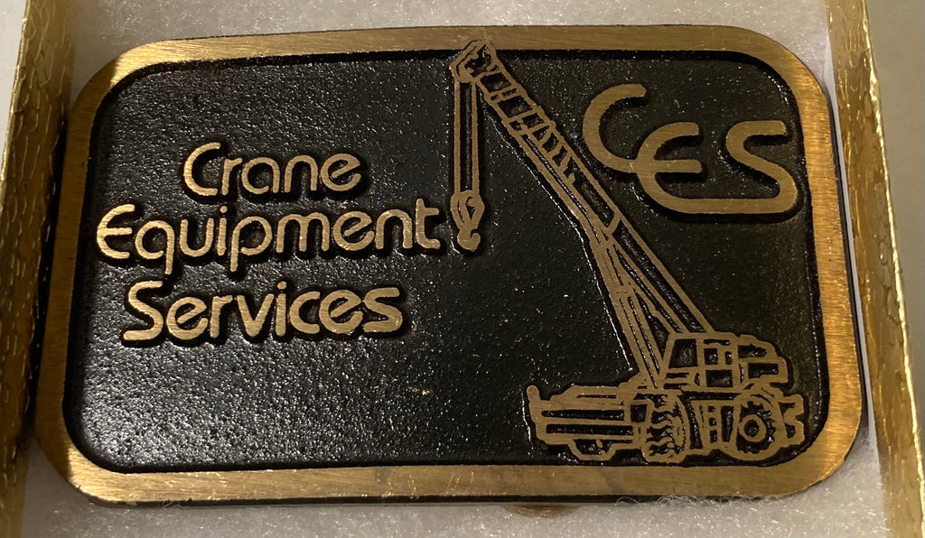 Vintage Metal Belt Buckle, Brass, Crane Equipment Services, Crane Rigging, Nice Western Design,