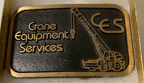 Vintage Metal Belt Buckle, Brass, Crane Equipment Services, Crane Rigging, Nice Western Design,