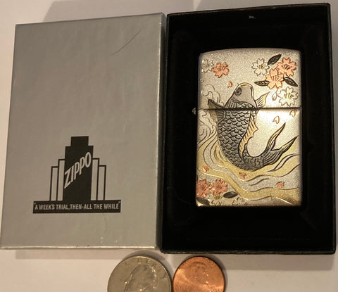 Zippo Lighter, Nice Mixed Metals Whale, Nature, Wildlife, Ocean, Nice, Zippo, Made in USA, Cigarettes, More