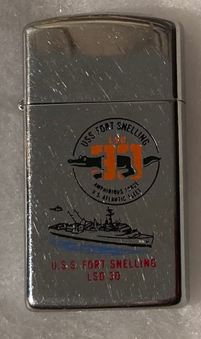 Vintage Metal Zippo, USS Fort Snelling LSD-30, Dock Landing Ship, Navy, Command Lighter