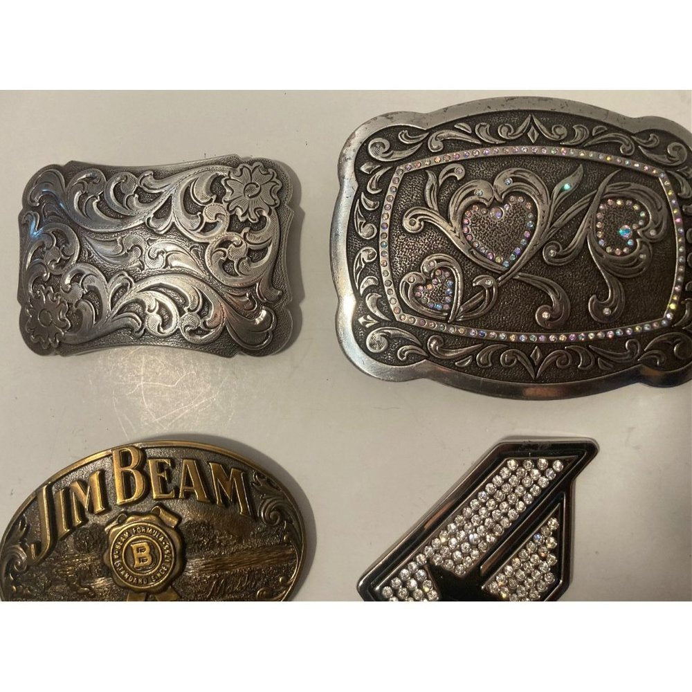Vintage Lot of 7 Assorted Different Belt Buckles, Bronco Busting, Bling Star, Co