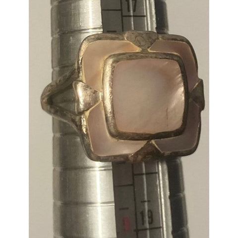 Vintage Sterling Silver Ring, Nice Square Mother of Pearl Design, Size 7 1/2, Ni