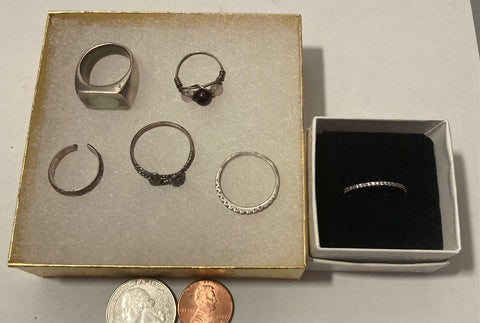 Vintage Lot of 6 Sterling Silver Rings, Nice Designs, Quality, Jewelry, 0938, Accessory, Stamped 925 Inside, Clothing, Necklace, Charm