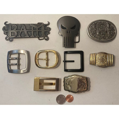Vintage Lot of 9 Assorted Different Belt Buckles, Bam, Italy, Country &