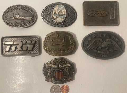 Vintage Lot of 7 Nice Western Style Belt Buckles, Ship, Boat, Ford, Fashion Accessory, Country & Western, Art, Resell, Made in USA