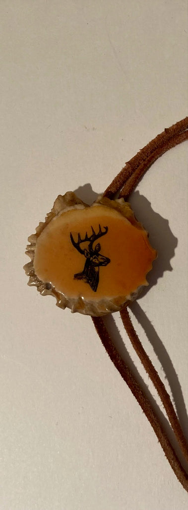 Vintage 1973 Metal Bolo Tie, Buck, Deer, Wildlife, Hunting, Hand Crafted,