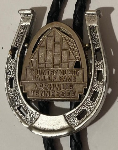Vintage Metal Bolo Tie,  Country Music Hall of Fame, Nashville, Tennesse, Nice Western Design, Quality, Heavy Duty, Made in USA, Country & Western, Cowboy, Western Wear, Horse, Apparel, Accessory, Tie, Nice Quality Fashion