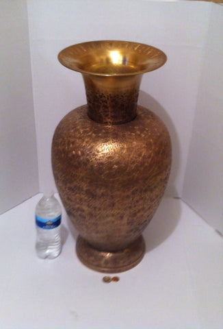 Vintage Big Heavy Duty Brass Etched Copper Vase, Intricate Artwork Design, 21 x 12 and It's 18 Pounds, Really Big Nice Home Decor, Quality