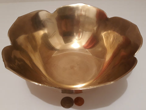 Vintage Metal Brass Fruit Bowl, Container, Candy Dish, Food Tray, 9" x 4", Heavy Duty, Weighs 2 1/2 Pounds, Home Decor, Kitchen Decor