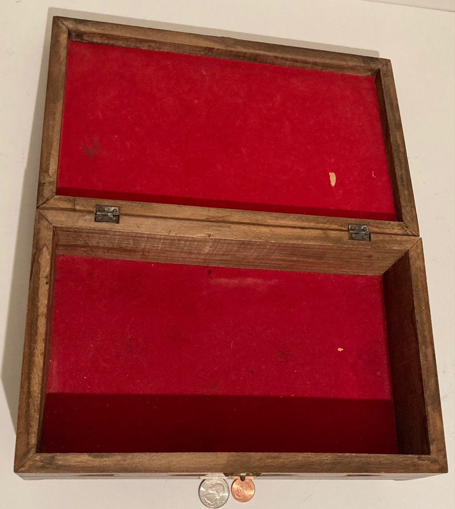 Vintage Wooden Large Size Jewelry Chest Box, Red Velvet, 11" x 7" x 3", Heavy Duty Quality, Room Decor, Dresser Decor, Table Display