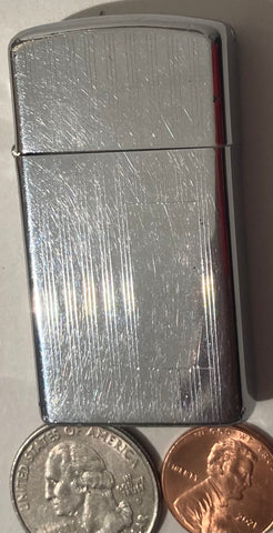 Vintage Metal Lighter, Zippo, Etched Lines, Slim, Made in USA, Cigarettes, More