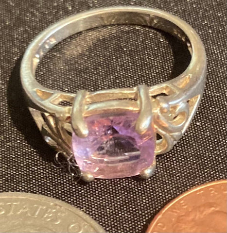 Vintage Sterling Silver Ring, Purply Sparkly RJ7, 925, Size 6 1/2, Nice Design, Jewelry, Fashion, Finger Fun