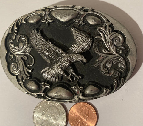 Vintage Metal Belt Buckle, Eagle, Diamond Cut Collection, Heavy Duty, Quality, Clothing Accessory, Fashion, Collectible, Shelf Display