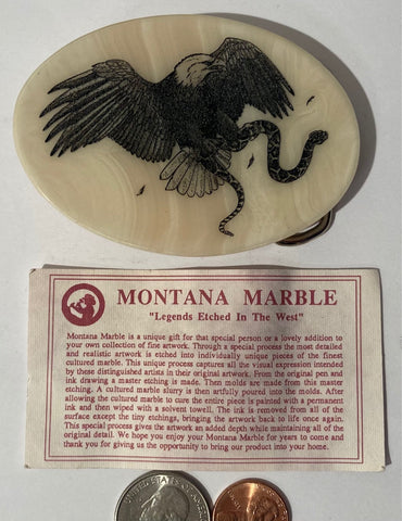 Vintage Metal Belt Buckle, Montana Marble, Eagle, Stone, Quality, Heavy Duty, Fashion, Belts, Fun, Made in USA