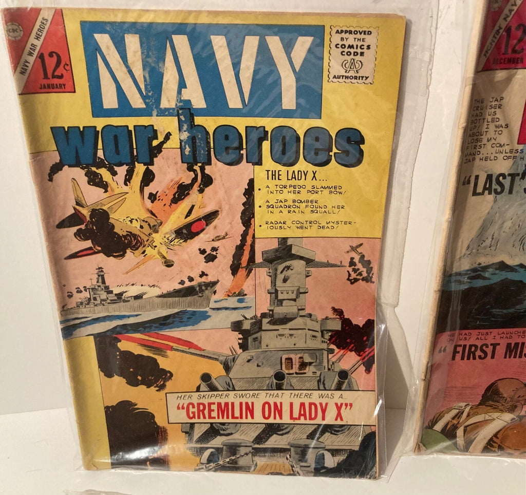 4 Vintage 1950s Comic Books, Navy War Heroes, United States Navy, Lion of Sparta, Mutiny On the Bounty, Fun Ads, Just Normal