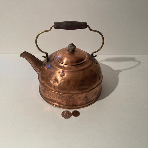 Vintage Banged Up Metal Copper Teapot, Tea Kettle, Kitchen Decor, Table Display, Shelf Display, Use It, This Can Be Shined Up Even More