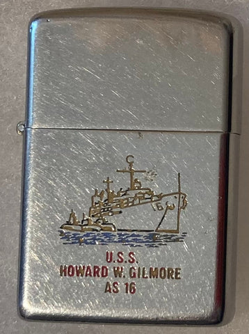 Vintage Metal Zippo, U.S.S. Howard W. Gilmore AS-19, Submarine Tender Ship, Navy, Command Lighter