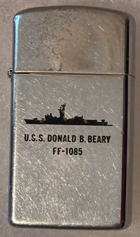 Vintage Metal Zippo, U.S.S. Donald B. Beary FF-1085, Frigate Ship, Navy, Command Lighter, Zippo