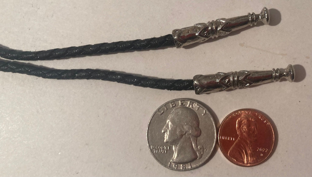 Vintage Metal Bolo Tie, Black Enamel with Nice Brass Eagle with Jeweled Eye, Nice Western Design, Quality, Heavy Duty, Country & Western