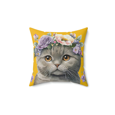 Meow Cat POD Faux Suede Square Pillow