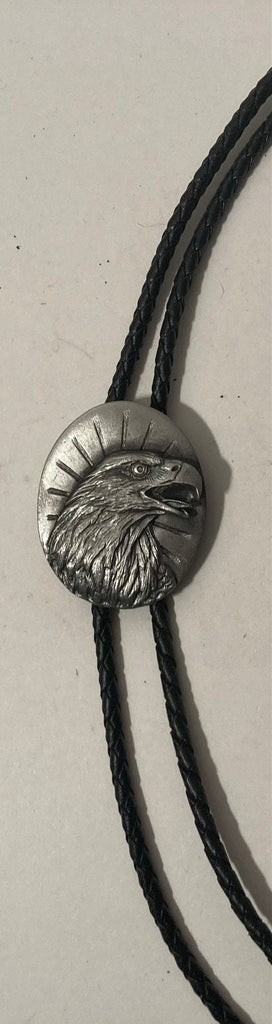Vintage 1987 Metal Bolo Tie, Nice American Bald Eagle Design, Nice Western Design, 1 3/4" x 1 1/2", Quality, Heavy Duty, Made in USA