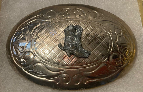 Vintage Metal Belt Buckle, Cowboy Boots, Rodeo, Nice Design, 3" x 2", Heavy Duty, Made in USA, Quality, Thick Metal, For Belts, Fashion, Shelf Display, Western Wear, Southwest, Country, Fun, Nice,