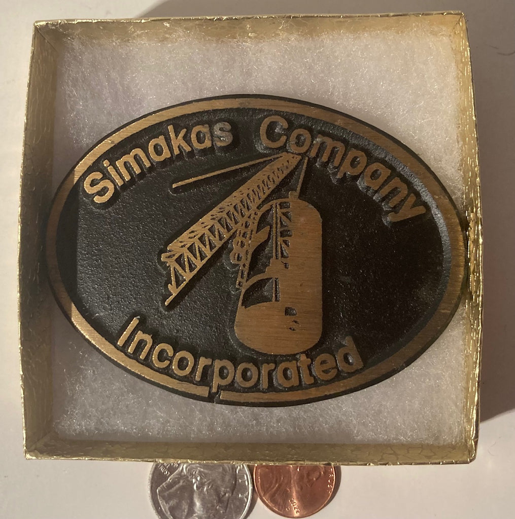 Vintage Metal Belt Buckle, Simakas Company Incorporated, Nice Western Design, 3 1/2" x 2 1/2", Quality, Made in USA, Country and Western, Heavy Duty, Fashion, Belts, Shelf Display, Collectible Belt Buckle