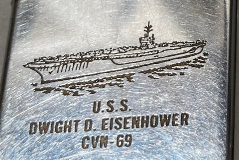 Vintage Metal Zippo, USS Dwight D. Eisenhower, CVN-69, Aircraft Carrier Ship. Navy, Command, Zippo, Made in USA, Cigarettes