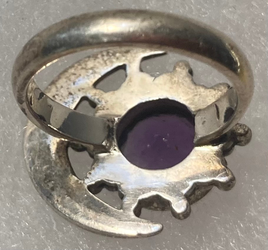 Vintage Sterling Silver Ring With Nice Purple Stone Design, Quality, Size 5 1/2, Jewelry, 0540, Accessory, 925, Clothing, Necklace, Charm, Bracelet