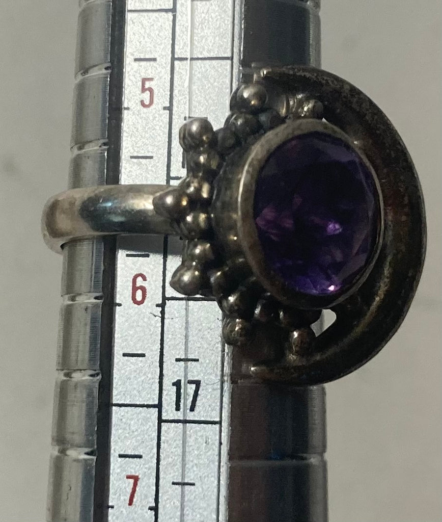 Vintage Sterling Silver Ring With Nice Purple Stone Design, Quality, Size 5 1/2, Jewelry, 0540, Accessory, 925, Clothing, Necklace, Charm, Bracelet