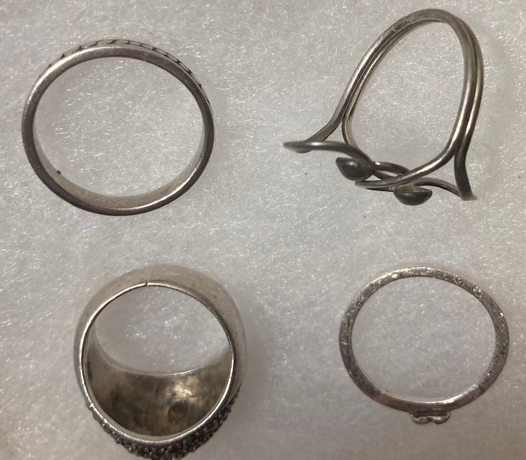 Vintage Lot of 4 Sterling Silver Rings, Nice Designs, Quality, Jewelry, 0555, Accessory, 925, Clothing, Necklace, Charm, Bracelet,