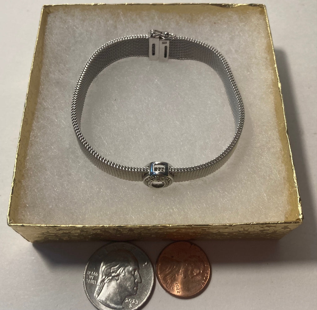 Vintage Sterling Silver Bracelet, Heavy Duty Nice Fiber Look Design, 20 Nice Sparkly Stones, Quality, Jewelry, 0545, Accessory, 925, Clothing, Necklace, Charm, Bracelet