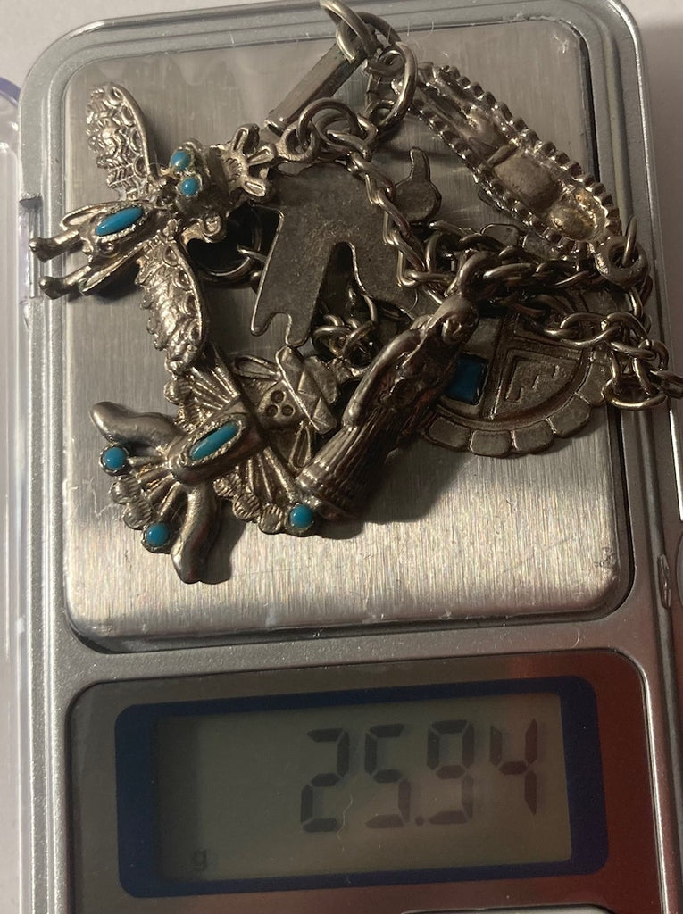 Vintage Silver Charm Bracelet, Eagle, Native Design, Quality, Jewelry, 05612 Accessory, Clothing, Necklace, Charm, Bracelet