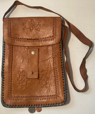 Vintage Bag From, Leather, Hand Tooled,  12 x 8", Western Style, Country and Western, Fashion, Accessory, Bag, Pouch, Purse, Carry On, Very Nice Looking,