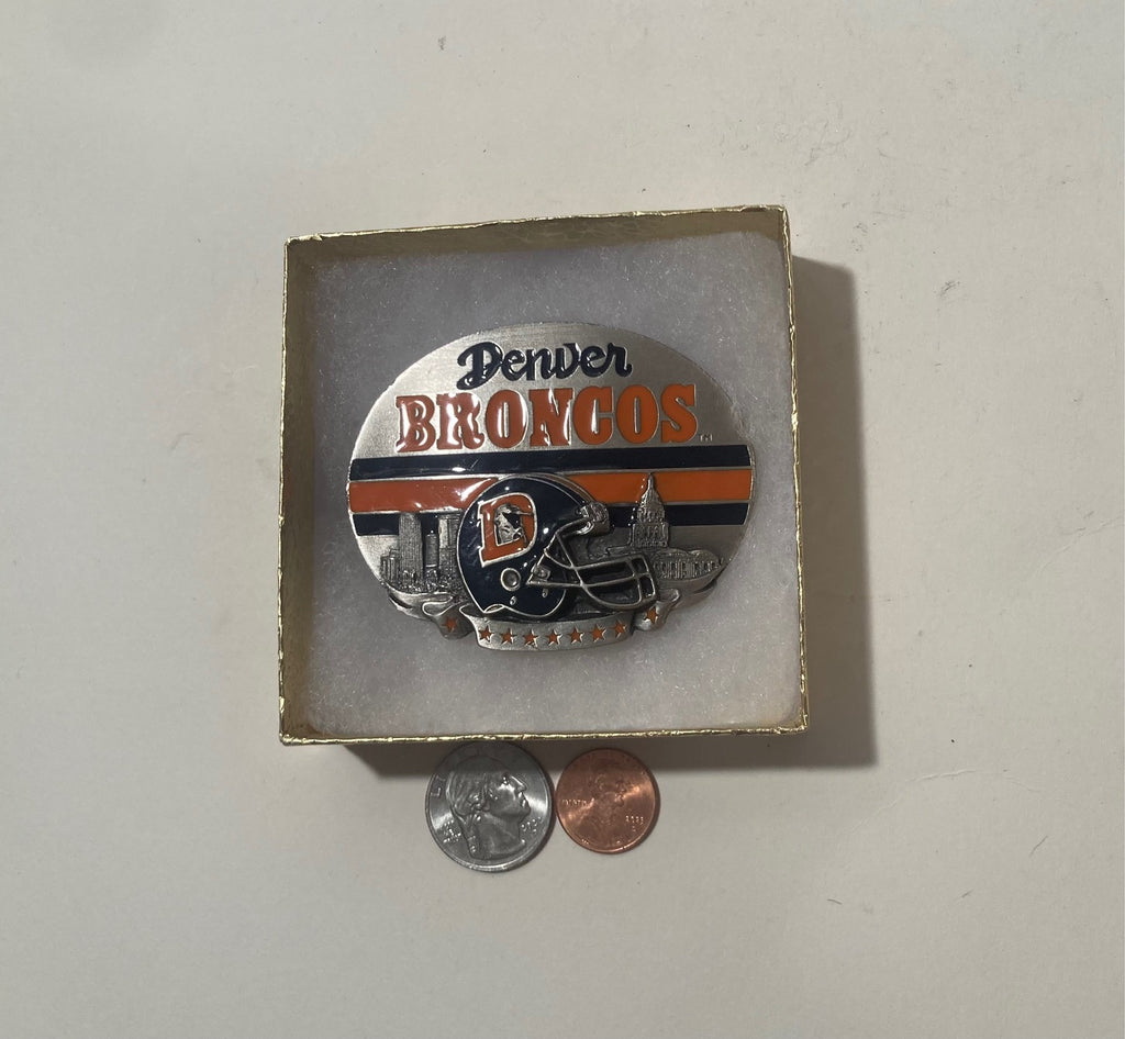 Vintage 1993 Metal Belt Buckle, Denver Broncos, NFL, Football, Nice Western Style Design