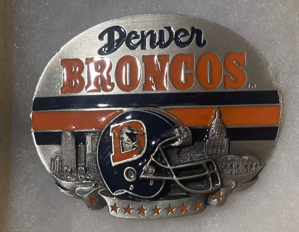 Vintage 1993 Metal Belt Buckle, Denver Broncos, NFL, Football, Nice Western Style Design