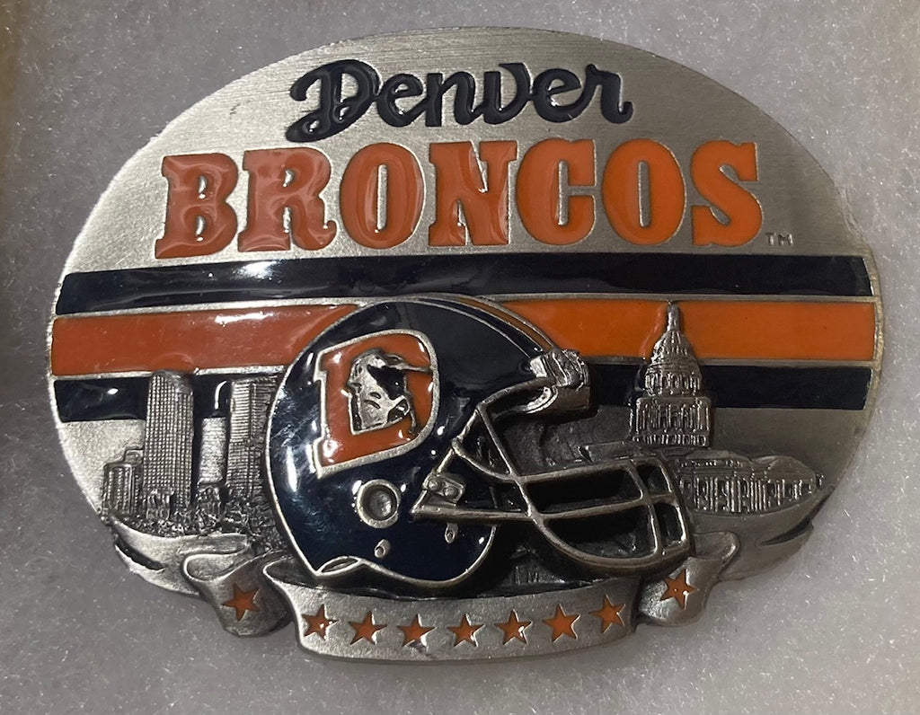 Vintage 1993 Metal Belt Buckle, Denver Broncos, NFL, Football, Nice Western Style Design