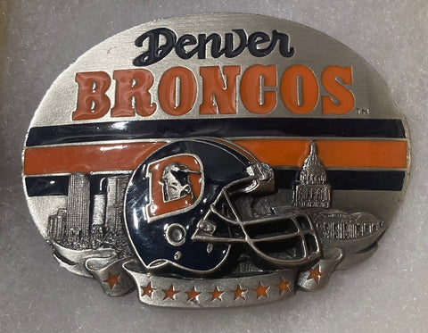 Vintage 1993 Metal Belt Buckle, Denver Broncos, NFL, Football, Nice Western Style Design