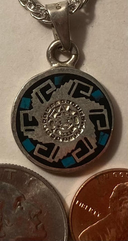 Vintage Sterling Silver Necklace, Nice Aztec Design, Native Design, Quality, Jewelry, 0570, Accessory, Clothing, Necklace, Charm, Bracelet