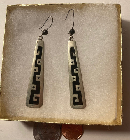 Vintage Alpaca Silver Earrings, Nice Design, Native Design, Quality, Jewelry, 0571, Accessory, Clothing, Necklace, Charm, Bracelet