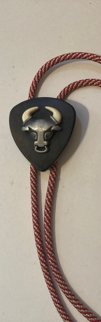 Vintage Metal Bolo Tie, Nice Bull, Cow, Design, Nice Western Design, 2" x 2", Quality, Heavy Duty, Made in USA, Country & Western, Cowboy, Western Wear, Horse, Apparel, Accessory, Tie, Nice Quality Fashion