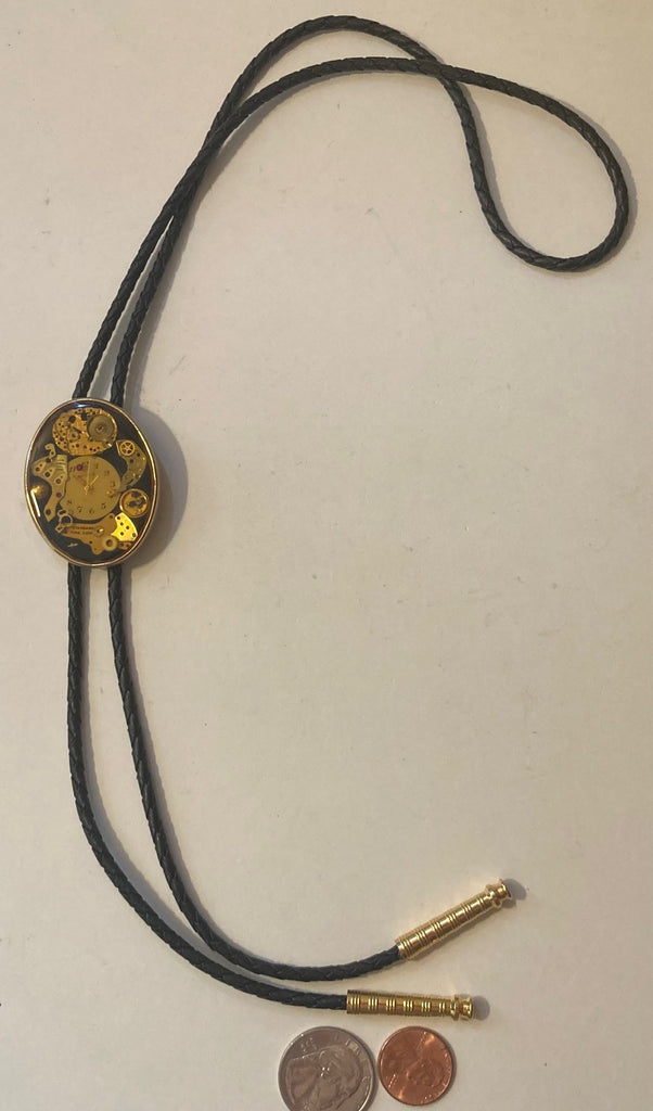 Vintage Metal Bolo Tie, Von West, Standard Time Corp, Elgin Jewels, Benrus, Watch, Nice Western Design, 1 3/4" x 1 1/2", Quality, Heavy Duty, Made in USA, Country & Western, Cowboy, Western Wear, Horse, Apparel, Accessory, Tie, Nice Quality Fashion