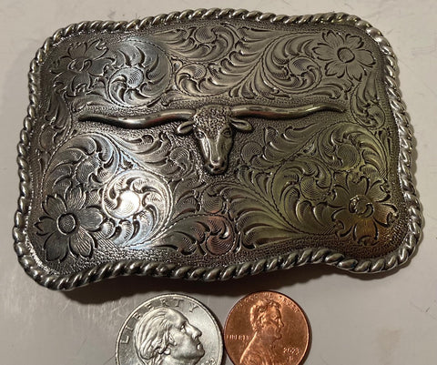 Vintage Metal Belt Buckle, Longhorn, Bull, Cattle, Steer, Cow, Angus, Rodeo, Nocona, Nice Western Style Design